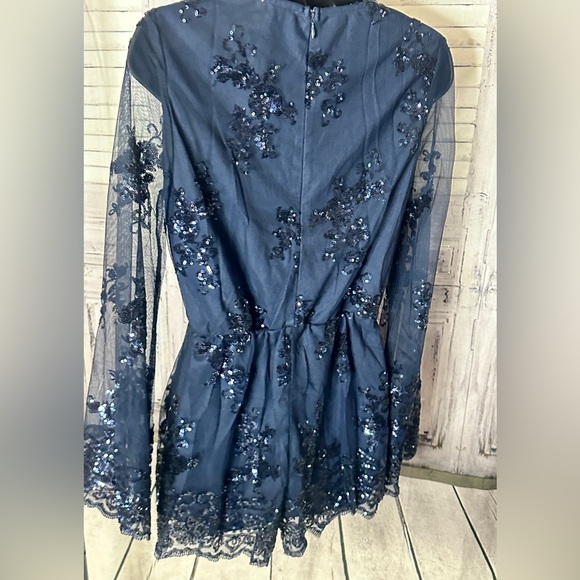 ON CALL PLAYSUIT IN NAVY BLUE SEQUIN - Picture 4 of 13